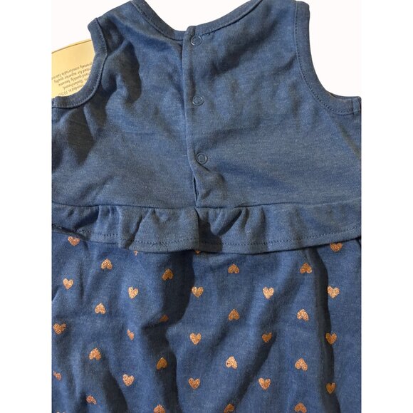 Quiltex Baby Girl Romper 6-9 Months NWT Blue Gold "Precious Little Angel" Heart - Picture 8 of 9